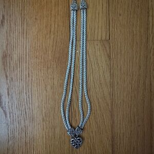 Brighton silver double strand necklace 8-9” with heart pendant